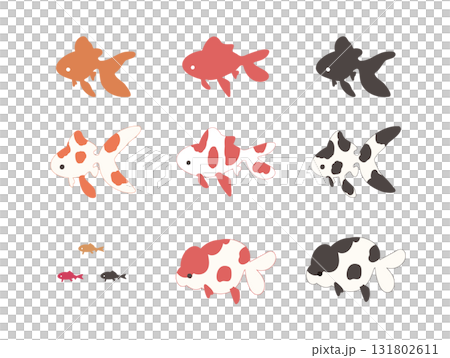フラットでシンプルな金魚イラストセット 131802611