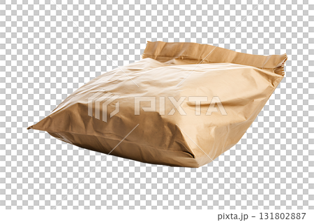 Large Brown Paper Bag Laying Flat on a White Background 131802887