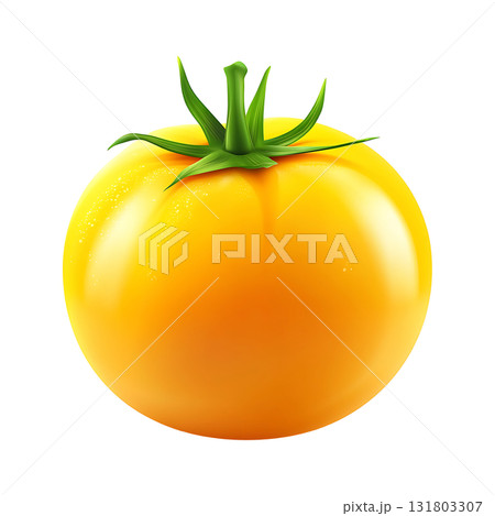 Ripe yellow tomato with a shiny smooth skin on transparent background Ripe yellow tomato with a shiny smooth skin on transparent background 131803307