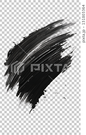 Black thick mascara stroke smudge with white background, Abstract texture, liquid smear 131803364