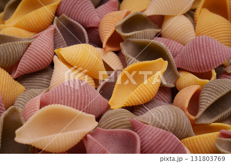 Colorful Conchiglie Pasta Close-up. 131803769