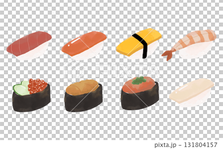いろいろなお寿司のイラスト いろいろなお寿司のイラスト 131804157