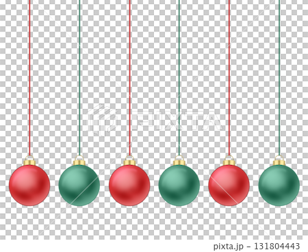 横一列に並んだ赤と緑のクリスマスボールのイラスト 131804443