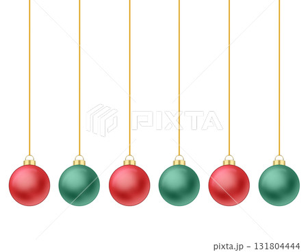 横一列に並んだ赤と緑のクリスマスボールのイラスト 131804444