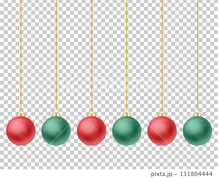 横一列に並んだ赤と緑のクリスマスボールのイラスト 131804444