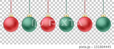 横一列に並んだ赤と緑のクリスマスボールのイラスト 横一列に並んだ赤と緑のクリスマスボールのイラスト 131804445