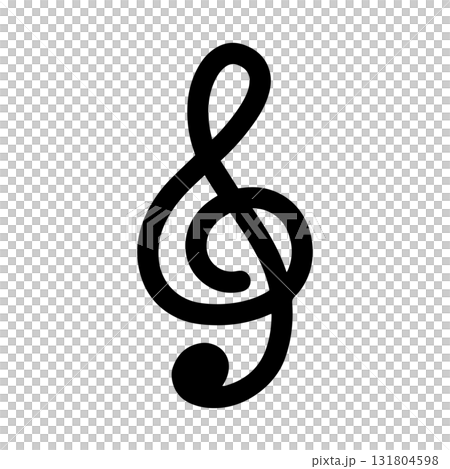 Treble clef silhouette illustration / monochrome music symbols / minimalist design material 131804598