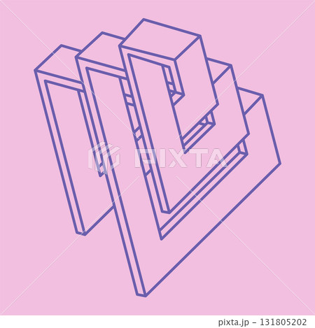 Impossible shapes, optical illusion figures, vector. Escher paradox. Optical art objects. Geometry modern logo. 131805202