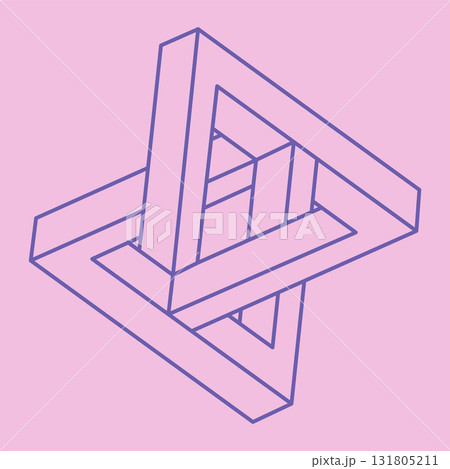 Logo. Impossible shape, optical illusion, vector. Optical art objects. Geometric figures. Line art.  131805211