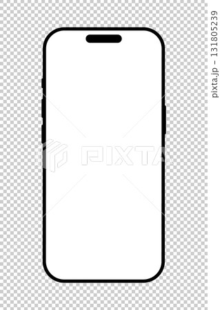 Smartphone with black frame. Gadget flat symbol. Device sample front view. Sign for website design, ui, mobile app. Mobile phone icon with white backdrop. Blank smart phone white screen template. 131805239