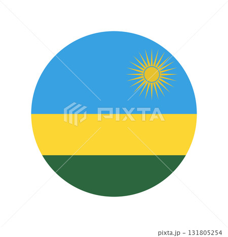 Flag of Rwanda icon in circle shape. National Rwanda flag round button, badge. 131805254