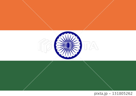 India flag. National flag of India sign, symbol. Rectangle flag of India banner, badge, sticker, background. 131805262