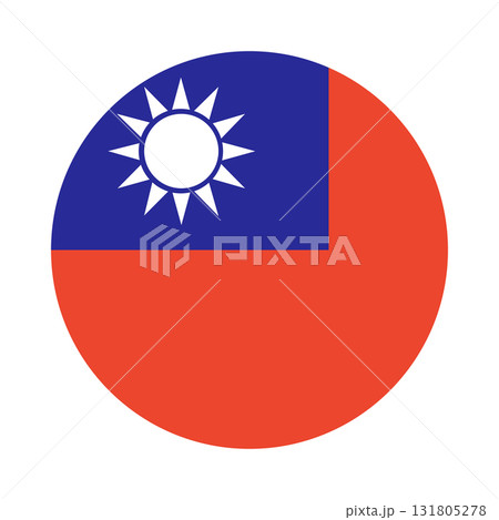 Taiwan flag circle icon. Round national flag of Taiwan badge. Taiwan flag circular button. State in Asia. Roundel Taiwan flag emblem, banner, background. Patriotic sign. Taiwan flag circle icon. Round national flag of Taiwan badge. Taiwan flag circular button. State in Asia. Roundel Taiwan flag emblem, banner, background. Patriotic sign. 131805278