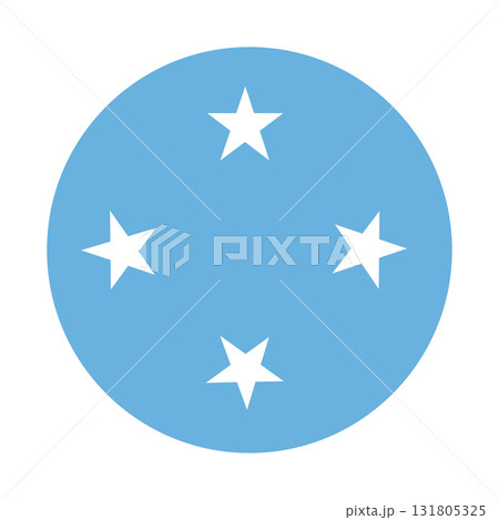 Federated States of Micronesia flag in circle shape. Micronesia flag round icon. Country flag rounded symbol. Nation circular flag button. 131805325