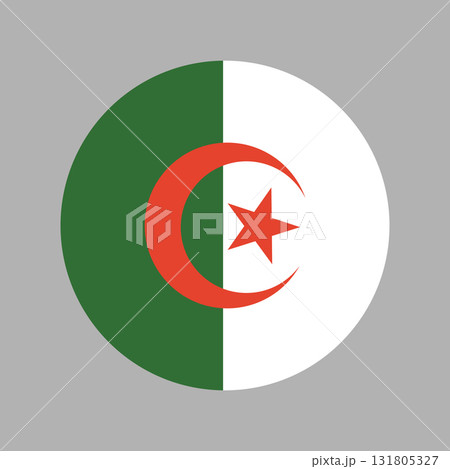 Algeria Flag circle badge. African Country flag banner. National round Algeria flag icon. 131805327