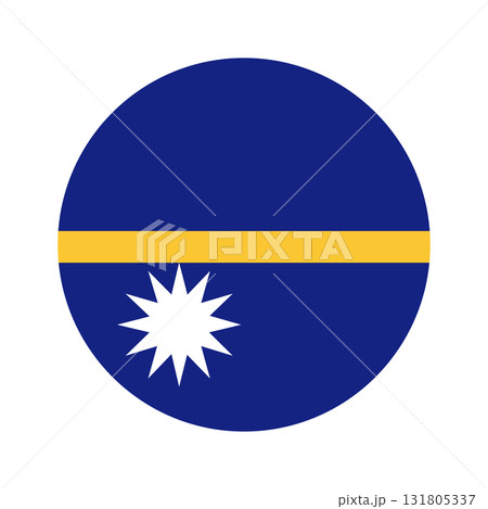Flag of Nauru rounded icon. National Nauru Flag circular button. Round Nauru flag badge. Flag in circle shape. 131805337