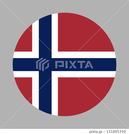 Norway round flag. Flag of Norway button, badge. National circle flag Norway icon, template. Norway round flag. Flag of Norway button, badge. National circle flag Norway icon, template. 131805350