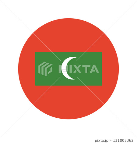 Flag of Maldives circle button. Maldives flag rounded icon. National flag of Maldives. Maldives flag badge. 131805362