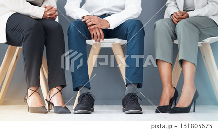 Hiring, legs and recruitment waiting room of business people for job interview with human resources. Company hr choice, vacancy candidate and office employment search for agent, worker or employee Hiring, legs and recruitment waiting room of business people for job interview with human resources. Company hr choice, vacancy candidate and office employment search for agent, worker or employee 131805675