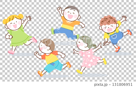 元気に笑顔で走る子どもたちのイラスト 131806951