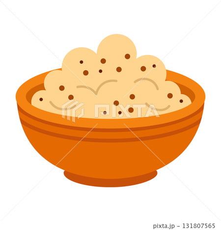 Bowl of porridge. Isolated white background. Flat style vector illustration 131807565