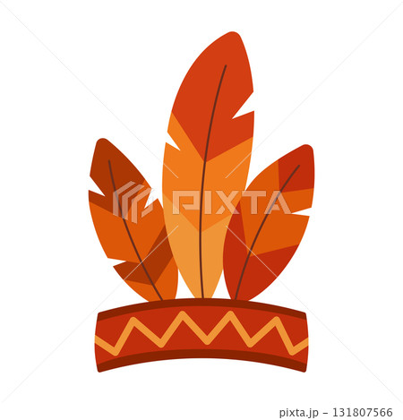 Native American headdress. Isolated white background. Flat style vector illustration Native American headdress. Isolated white background. Flat style vector illustration 131807566