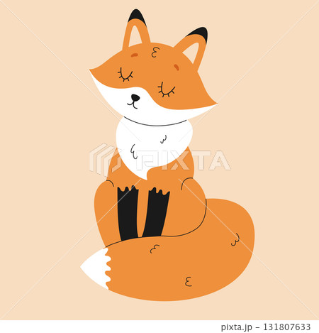 Cute cartoon fox. Isolated background. Vector flat illustration 131807633