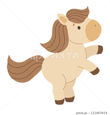 Cute cartoon horse. Symbol of year 2026. Isolated white background. Vector illustration. Cute cartoon horse. Symbol of year 2026. Isolated white background. Vector illustration. 131807654