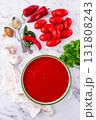 Georgian Satsebeli sauce, made from tomatoes and sweet peppers, with spices, homemade, no people, 131808243