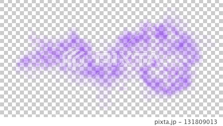 Curved violet smoke cloud with twisted flowing shape on transparent background, isolated fog texture for explosion or toxic gas effect Curved violet smoke cloud with twisted flowing shape on transparent background, isolated fog texture for explosion or toxic gas effect 131809013