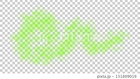 Curved green smoke cloud with twisted flowing shape on transparent background, isolated fog texture for explosion or toxic gas effect 131809019