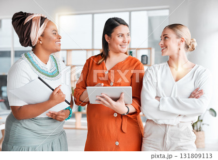 Teamwork, tablet and planning with group of women for research, advertising and networking. Digital marketing, website and technology with business people for diversity, internet and strategy Teamwork, tablet and planning with group of women for research, advertising and networking. Digital marketing, website and technology with business people for diversity, internet and strategy 131809113