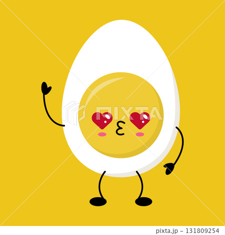 Smiling kawaii fried egg cartoon character 131809254