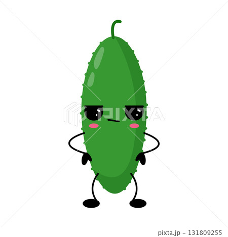 Cute kawaii cucumber with happy face Cute kawaii cucumber with happy face 131809255