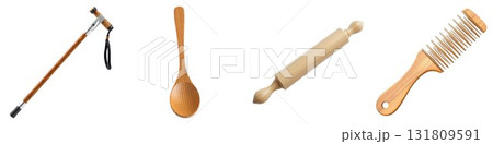 Four diverse utensils arranged together on a isolated on white background 131809591