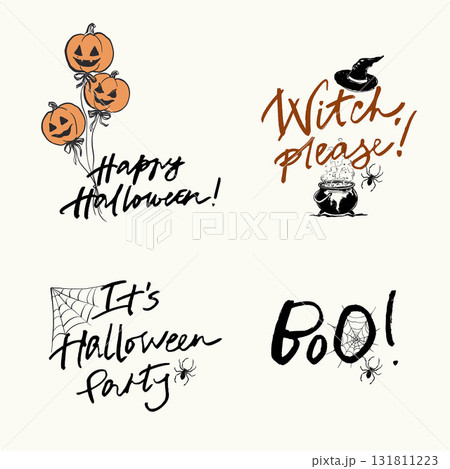 Vector Halloween frame with Halloween lettering for T-shirt. Hand painted holiday template isolated on white background. Illustration for design, print or background. Halloween poster. Vector Halloween frame with Halloween lettering for T-shirt. Hand painted holiday template isolated on white background. Illustration for design, print or background. Halloween poster. 131811223