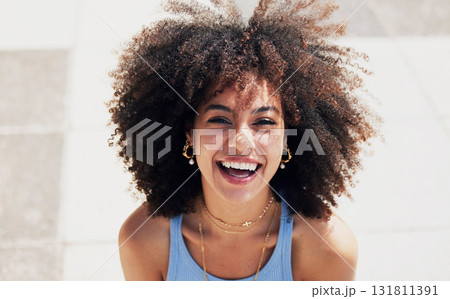 Black woman, happy in portrait with fashion and beauty outdoor, street style with natural hair, makeup and jewelry. Freedom, happiness and mockup with afro, person in Cape Town with mindset and glow Black woman, happy in portrait with fashion and beauty outdoor, street style with natural hair, makeup and jewelry. Freedom, happiness and mockup with afro, person in Cape Town with mindset and glow 131811391