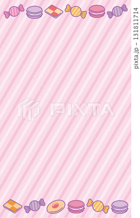 ピンクのお菓子フレーム_縦 ピンクのお菓子フレーム_縦 131811714