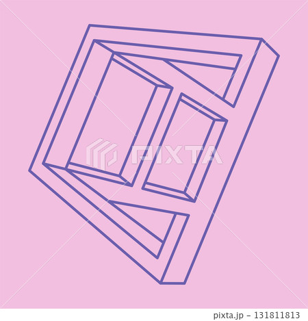 Impossible shapes. Sacred geometry. Optical illusion figures. Abstract eternal geometric object. Impossible geometry shape on a pink background. Optical art. Impossible shapes. Sacred geometry. Optical illusion figures. Abstract eternal geometric object. Impossible geometry shape on a pink background. Optical art. 131811813