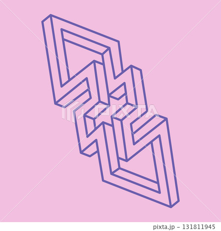 Logo. Impossible shape, optical illusion, vector. Optical art objects. Geometric figure. Line art. 131811945