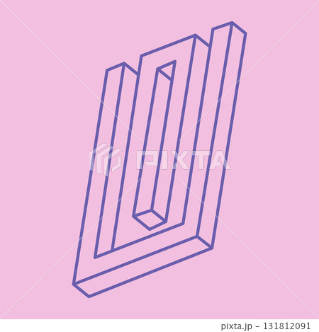 Impossible shapes. Sacred geometry figures. Optical illusion. Abstract eternal geometric objects. Impossible endless outline. Line art. Optical art. Impossible geometry shape on a pink background. Impossible shapes. Sacred geometry figures. Optical illusion. Abstract eternal geometric objects. Impossible endless outline. Line art. Optical art. Impossible geometry shape on a pink background. 131812091