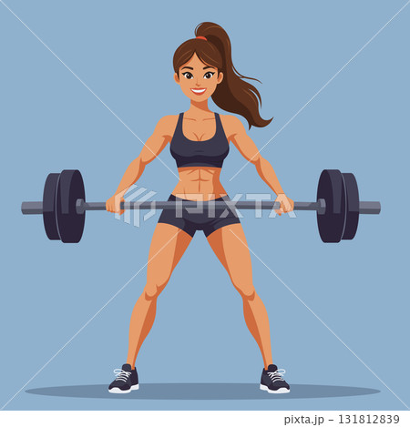 Strong woman lift heavy barbell weightlifting training Strong woman lift heavy barbell weightlifting training 131812839