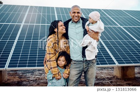 Black family, kids or solar energy with parents and daughter siblings on a farm together for sustainability. Children, love or electricity with man and woman girls bonding outdoor for agriculture Black family, kids or solar energy with parents and daughter siblings on a farm together for sustainability. Children, love or electricity with man and woman girls bonding outdoor for agriculture 131813066