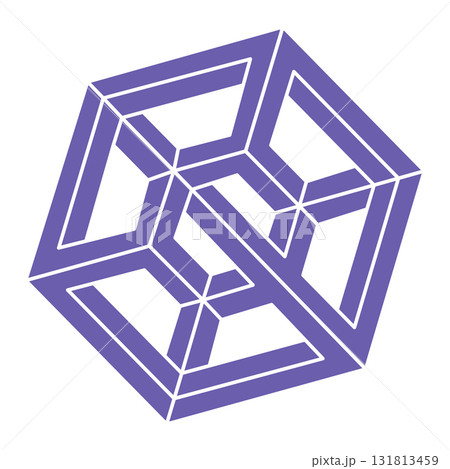 Impossible shape, optical illusion, vector. Optical art object. Geometric figure.  131813459