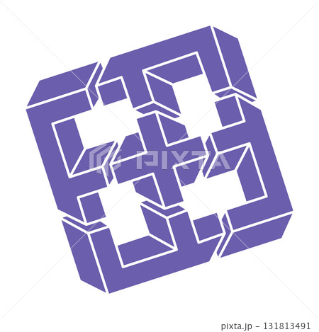 Impossible shapes. Sacred geometry figure. Optical illusion logo. Abstract eternal geometric object. Impossible endless outline. Line art. Optical art. Impossible geometry shape on a white background. Impossible shapes. Sacred geometry figure. Optical illusion logo. Abstract eternal geometric object. Impossible endless outline. Line art. Optical art. Impossible geometry shape on a white background. 131813491