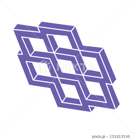 Impossible shape. Sacred geometry figures. Optical illusion. Abstract eternal geometric objects. Impossible endless outline. Optical art. Impossible geometry shape on a white background. Escher style. 131813530