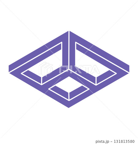 Optical illusion logo. Impossible shapes. Sacred geometry figures. Abstract eternal geometric objects. Impossible endless outline shapes. Optical art. Impossible geometry shape on a white background. 131813580