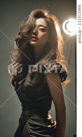 ドラマチックなライティングで魅せる女性ポートレート｜モードで美しいヘアスタイルイメージ 131813866
