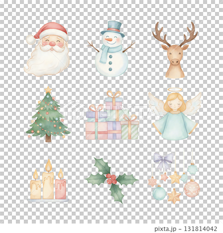 手描き風の温かいクリスマスアイコン・イラストコレクション 131814042