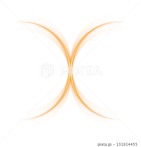 透明背景のオレンジに輝く対称的なカーブ形状の抽象デザイン 透明背景のオレンジに輝く対称的なカーブ形状の抽象デザイン 131814455